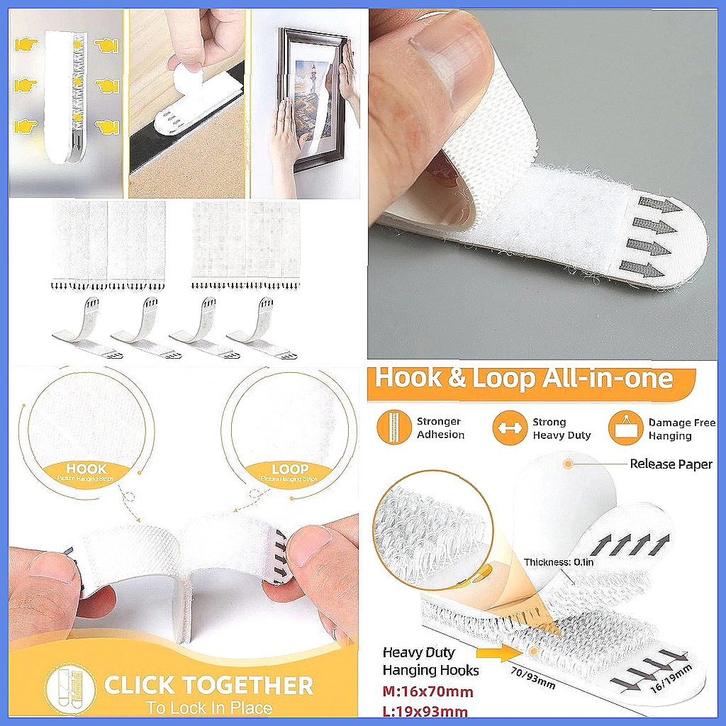 Picture Hanging Strip - 12 paires de bandes de suspension