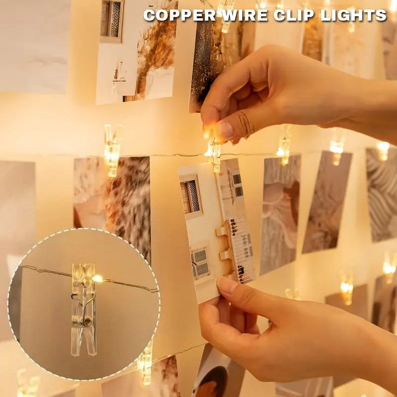 Picture Hanging Strip - 1 Photo Clip chaîne lampe intérieure